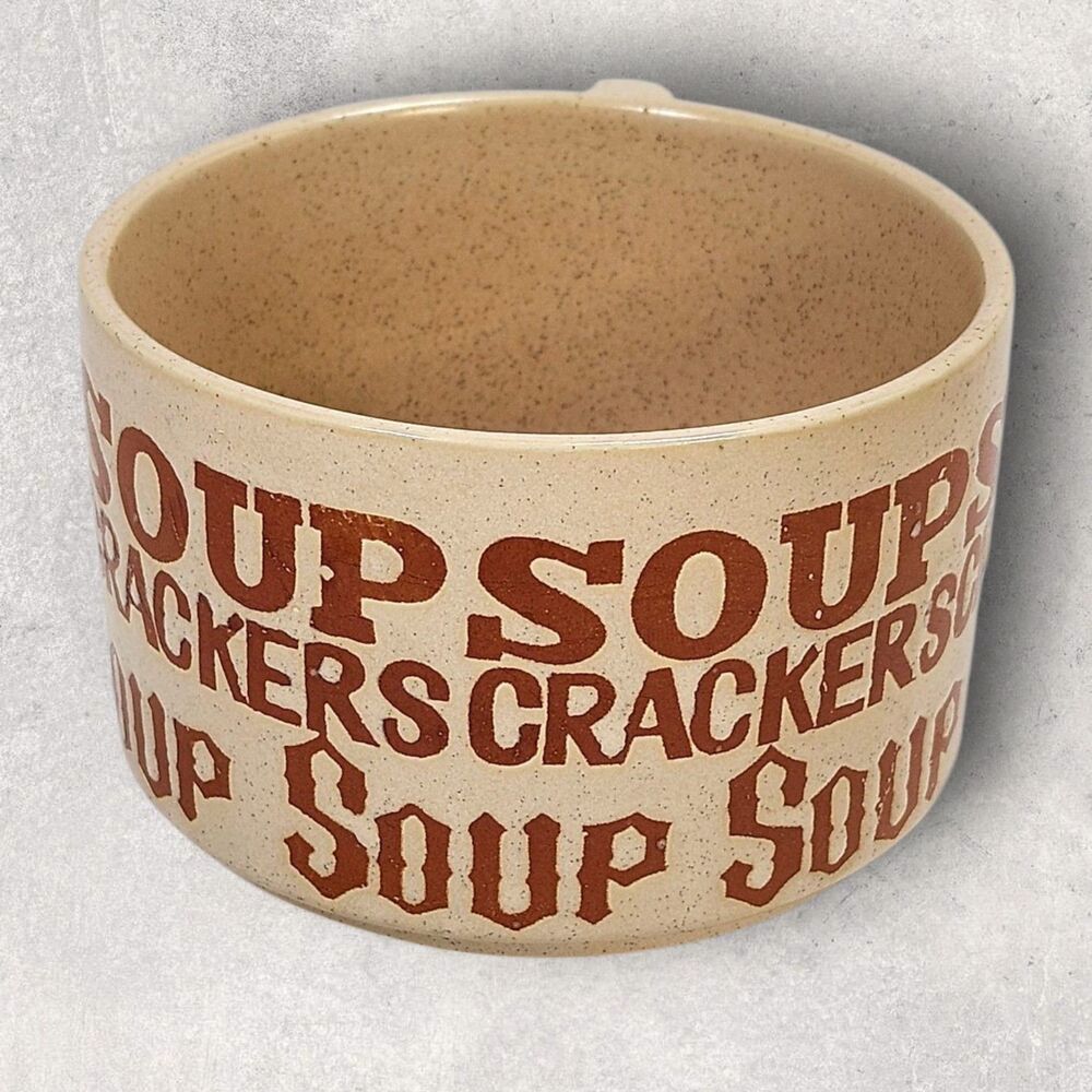 Vintage 1970s Soup & Crackers Mug Japan Stoneware Retro Bowl Orange Cottage - Picture 3 of 8